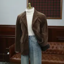 レトロなコーデュロイジャケット【カジュアル・三つボタン・通勤用】