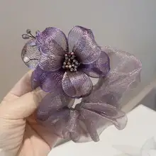 優雅なデザインのグラデーションフラワーヘアゴム【手作り・上品なまとめ髪用】
