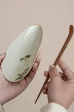 茶道具 茶則 茶荷 茶さじ 陶器 草木灰釉 手描き 金木犀 上品 茶道