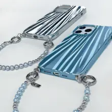 個性的なデザイン！パールチェーン付きスマホケース【全包軟タイプ・iPhone対応】