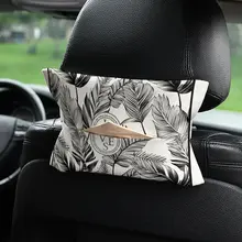 トロピカルリーフデザインの車載ティッシュボックス【吊り下げ式・ユニバーサルフィット】