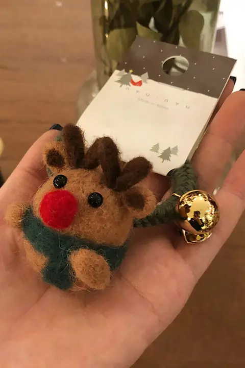 クリスマス 毛糸ヘアゴム【フェルト製・立体トナカイ・雪だるま・雪の結晶デザイン・かわいいヘアアクセサリー】