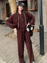 秋冬に最適なボルドー色フード付きトップス【女性用・長袖・フィット・パンツ付き】（セットアップ対応）