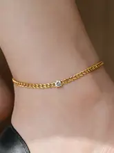 18K金メッキチェーンストーンアンクレット【女性用・おしゃれ・個性的・色落ちしにくい】