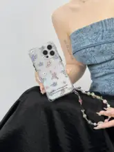 斜め掛け可能な四角形の穴あけ不要チェーン付きスマートフォンケース【iPhoneおよびHuawei用】