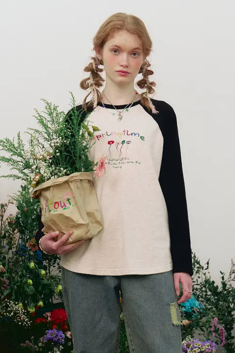 カラー切替ラグラン袖Tシャツ【春夏用・刺繍デザイン・フィット】