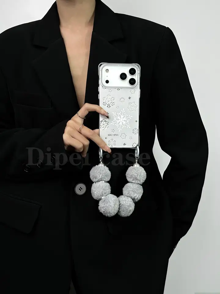 冬用 雪の結晶デザインの四角開孔スマホケース【iPhoneやHuaweiなど対応】