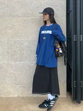 レース裾デザインのブラックロングスカート【シルエットを美しく見せる・大人のエレガンス】
