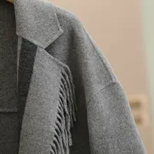 デザイン性のある高級メルトンウールコート【ダブルフェイス・フリンジ付き】