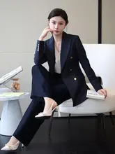 深い青色の高級金属ボタン付きジャケット【スタイリッシュなフィット・ビジネスカジュアル】（セットアップ対応）