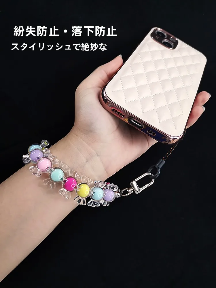 多彩マカロンカラースマホストラップ：ショートタイプで防失に最適な女子向けデザイン