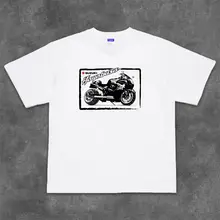 鈴木隼デザインのオーバーサイズ半袖Tシャツ【バイク文化プリント】