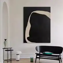 抽象的なモノクロの装飾画【現代的なミニマリズム・壁掛けアート】