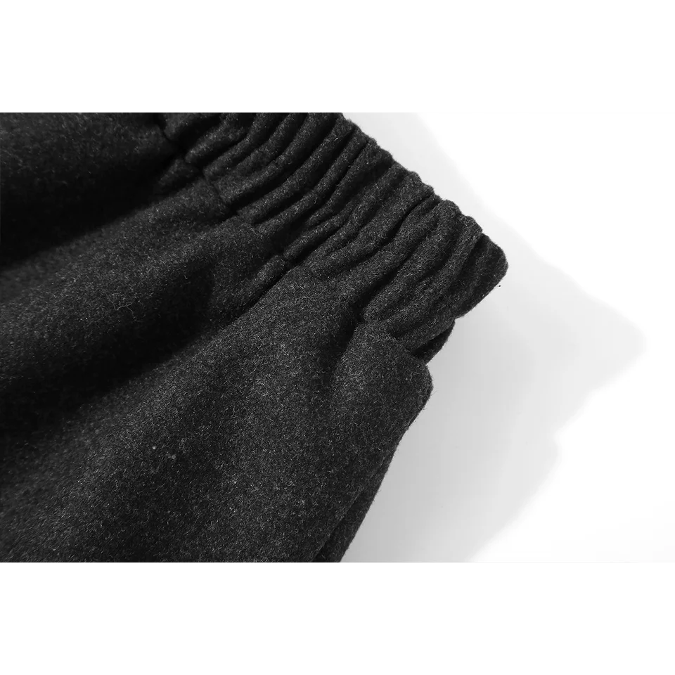 レディース秋冬用ワイドシルエットのレース切替ウールAラインスカート