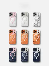透明なマグネット式ダックスフンドデザインのスマホケース【iPhone対応・衝撃吸収・かわいいスタンド機能】
