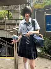 オリジナルJKシャツ【白の短袖・ブルーの長袖・学院風】（セットアップ対応）