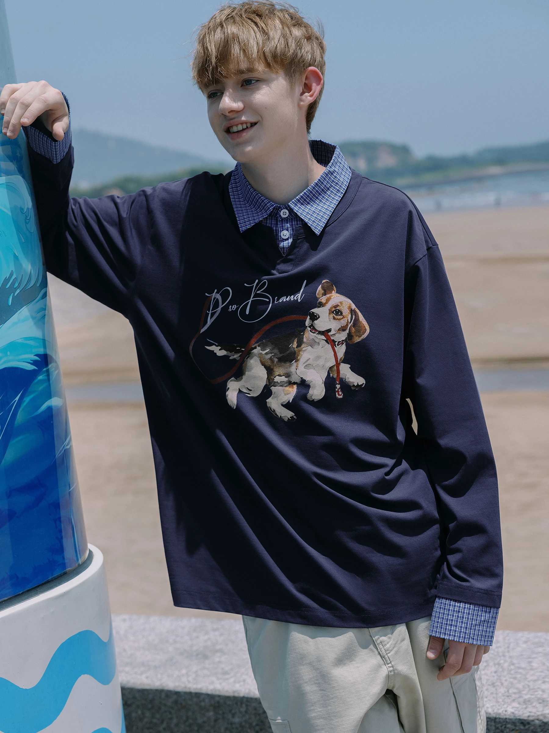 可愛いビグル犬チェック柄 カップル用長袖Tシャツ：ブランド別おすすめ組み合わせとデザイン特徴
