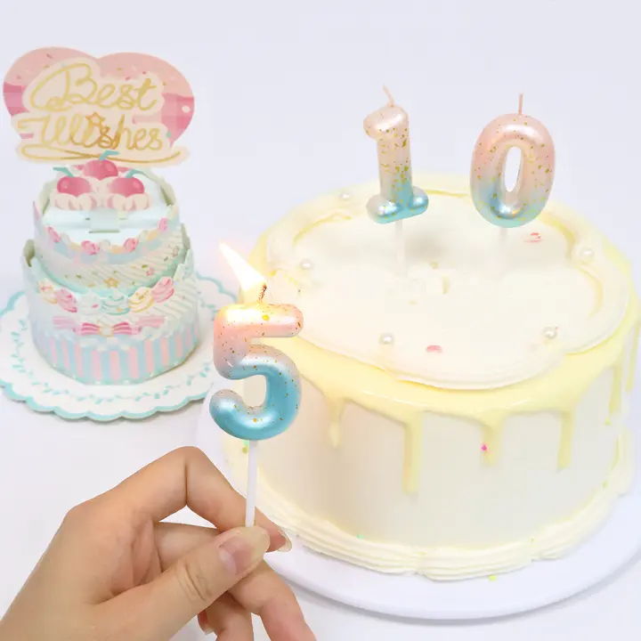 数字バースデーキャンドル カラフルなキャンディ ケーキ 大人 子供 パーティーデコレーション 創造的 個性