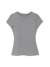 famouswang シンプルデザイン 半袖Tシャツ【女性用・スリムフィット・春夏】