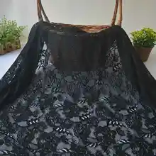 高級感ある黒の褶みレース生地【刺繍・広幅・ドレス用】
