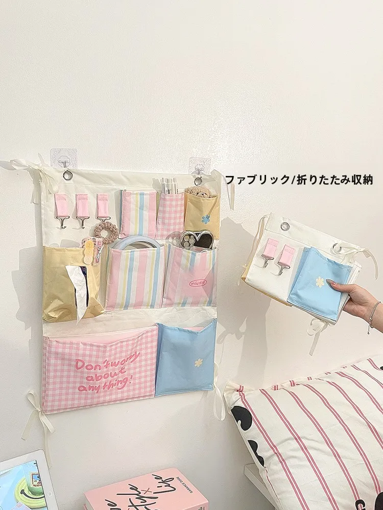 可愛い壁掛け収納ポケット：ストールやチョーカーを簡単に収納できる多機能ハンギングバッグ