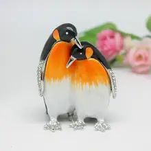 エナメル工芸の合金製ペンギン装飾ボックス【クリエイティブなカップル向け・デスク用インテリア】