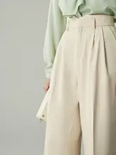 JACOOBS 白色高腰ワイドレッグパンツ【春秋用・フィット・ストレート】