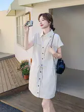 工業デザインのシャツドレス【夏用・小柄向け・上品な雰囲気】（セットアップ対応）