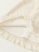 夏用 フラワー刺繍の子供用ノースリーブワンピース【可愛いデザイン・フリル付き・透かし編み】（セットアップ対応）