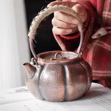 手作り 紫銅製 南瓜型湯沸かし器【茶器・高品質・伝統工芸】