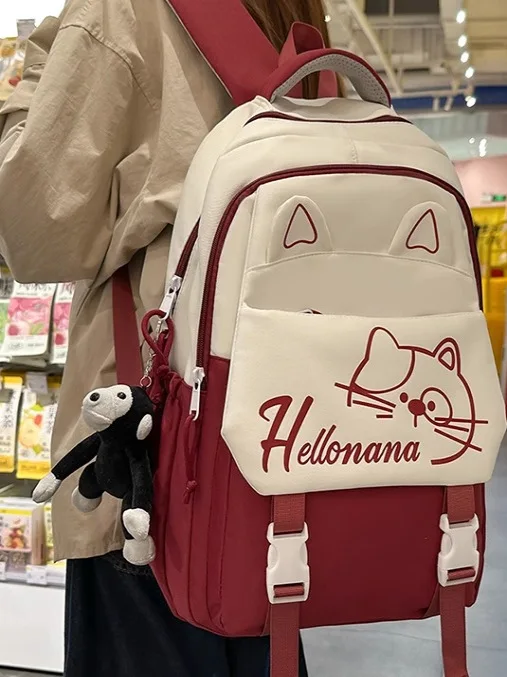 かわいい猫デザインのリュックサックJN-Z5.02-6156-1：2泊3日旅行向けの軽量多ポケットリュック