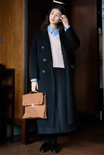 Jicouture ウール混二重仕立てのダブルブレストコート【秋冬用・ロング丈・フィット・小柄向け】