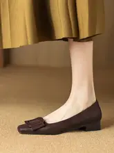 快適な履き心地！春秋用バレエシューズ【浅口・スクエアトゥ・中ヒール・リボン付き】（セットアップ対応）