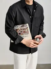 シャツジャケット メンズ 長袖 テンセル リネン 無地 ポケット ミニマル 優しい肌触り デイリー 「LUUD」