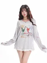 春季用の防晒Tシャツ【楽しいプリント・長袖・ゆったりフィット】