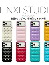 漆皮ドット柄充填ケース【全包・金属ボタン・シンプル・清新】
