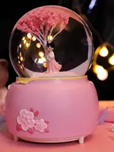 桜の舞うプリンセスドール音楽ボックス【水晶球・雪が舞う・子供用誕生日ギフト】
