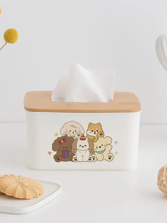 動物デザインの竹製ティッシュボックス：家庭用リビング・ダイニングに最適なミニサイズケース