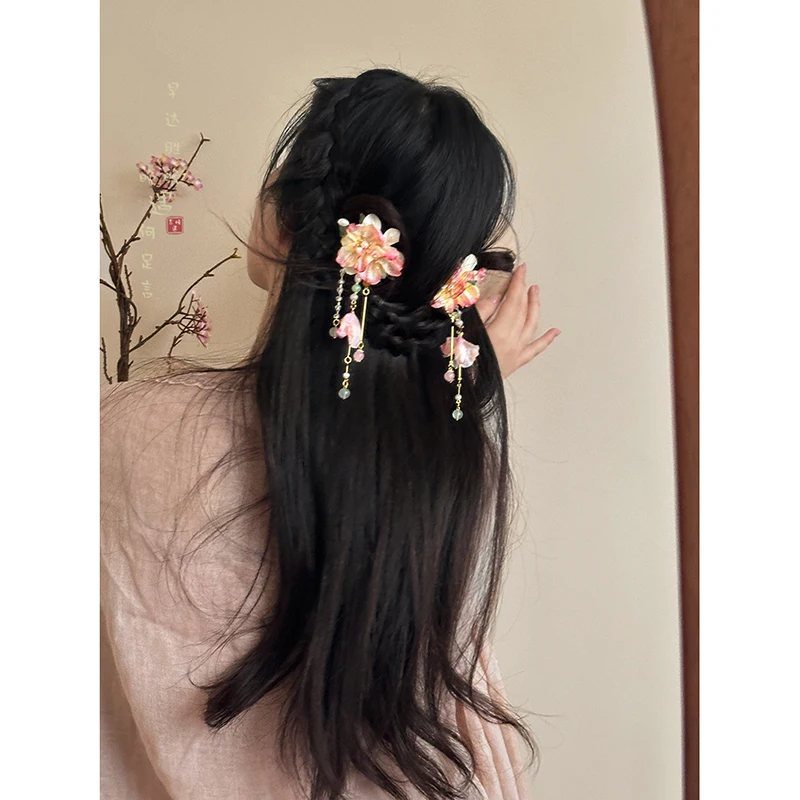 つまみ細工 髪飾り 七五三 に最適な新中式花フラワー付きタッセルヘアクリップの選定ガイド