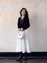 Justmiley 白茶花 半身スカート【高腰・伸縮素材・ロングAライン】