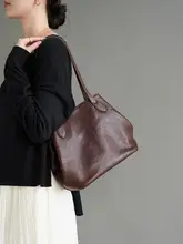 真皮の大容量トートバッグ【女性用・職場通勤・ショルダーバッグ・ブキャットデザイン】