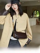 真皮製の鞍型バッグ【通勤用・傾斜掛け・シンプルデザイン】