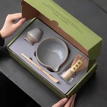 抹茶茶碗【粗陶・口付き・百本立・堀変色】（セットアップ対応）