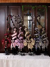 六芒星デザインのロリタ風魔女用ほうき【荊棘とバラ・猫モチーフ・ハロウィン用】