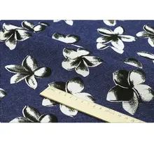 花柄デニム生地【上着やパンツに最適・DIY用】
