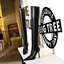 シンプルなロングブーツ【ハイヒール・細ヒール・ポインテッドトゥ・スリムフィット・ニーハイブーツ】