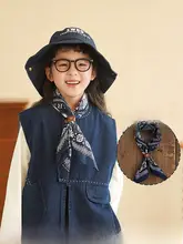 女の子用 秋用スカーフ【風を防ぐ三角スタイル・シルク風・子供用】