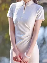 白色新中式婚礼用チャイナドレス【高級感・ウェディング・シンプルデザイン】