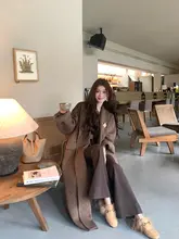 シンプルなハイウエスト厚手ベルボトムパンツ【冬用・女性・スリムに見せるデザイン・ドレープ感】