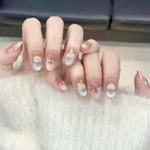 油絵風デザインの春向けネイルチップ【手描き・猫眼光療・高級感】